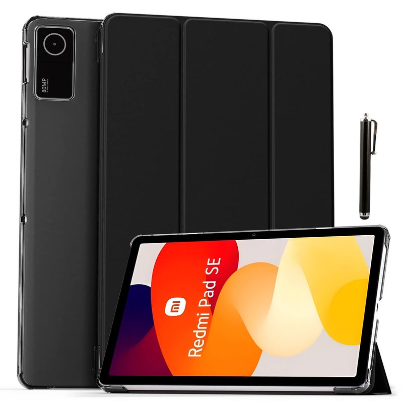 ProElite Case Cover for Redmi Pad SE 11 inch Cover, Smart Flip Case Cover for Redmi Pad SE 11 inch Translucent Back with Stylus Pen [Auto Sleep Wake Feature], Black - Image 1