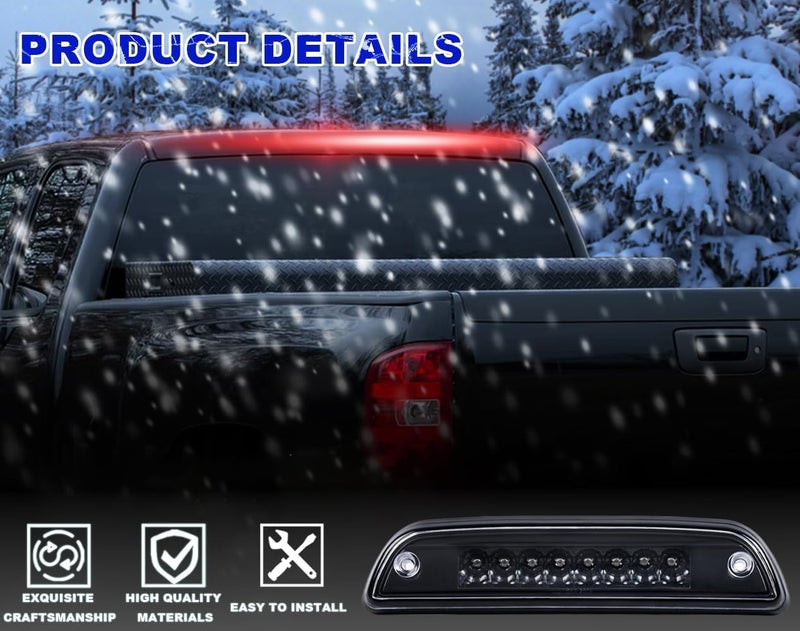 PIT66 LED 3rd Brake Light Compatible with Toyota Tacoma 1995-2015 Third Brake Light Lamp Signal Stop Cargo Black Housing Clear Lens - Image 3