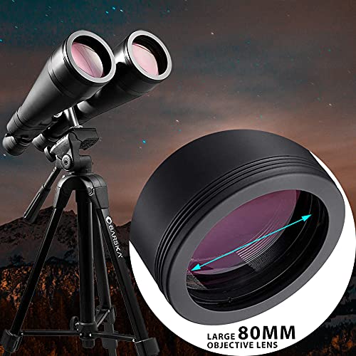 BARSKA Gladiator 25-125x80 Zoom Binoculars (Green Lens, Braced-in Tripod Adapter) , Black - Image 3