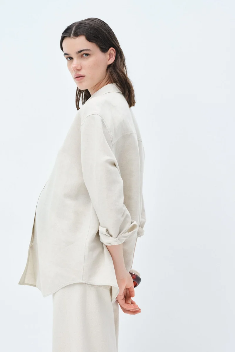 H&M MAMA Before & After Linen-blend shirt