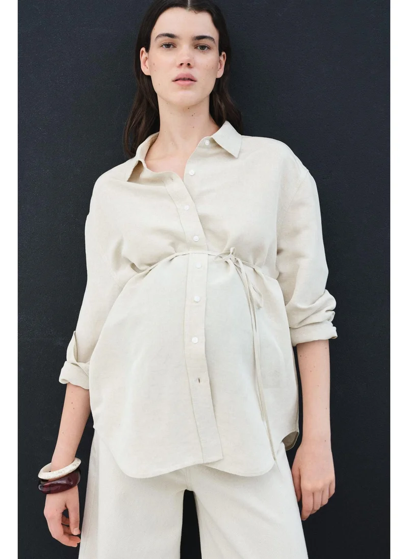 H&M MAMA Before & After Linen-blend shirt
