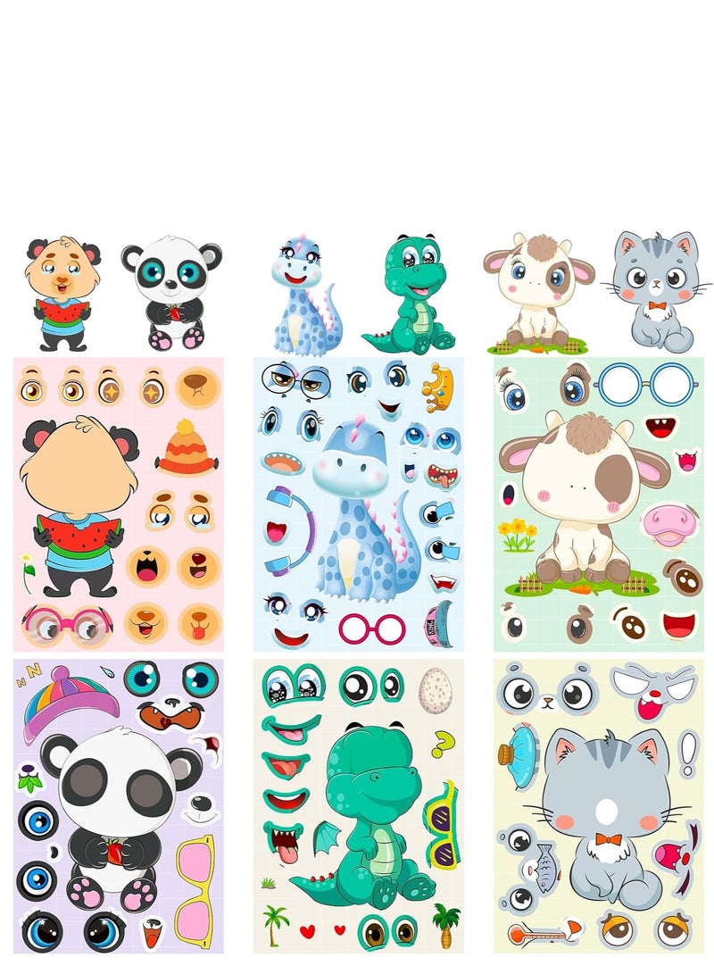 KASTWAVE 36 Sheets Cartoon Animal Stickers 6 Different Make a Face Animal Stickers for Kids Reusable Cute DIY Favorite Stickers for Kids Birthday Party Favor Supplies Craft and More to Foster Kids Creativity - Image 1