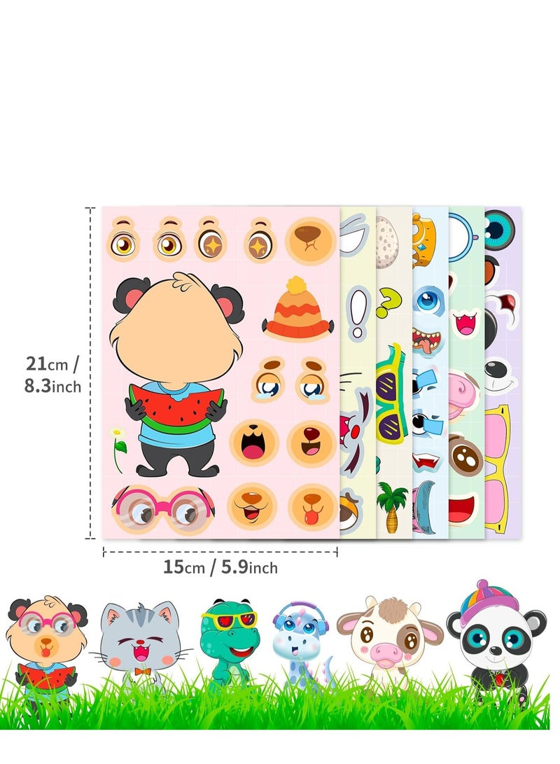 KASTWAVE 36 Sheets Cartoon Animal Stickers 6 Different Make a Face Animal Stickers for Kids Reusable Cute DIY Favorite Stickers for Kids Birthday Party Favor Supplies Craft and More to Foster Kids Creativity - Image 2