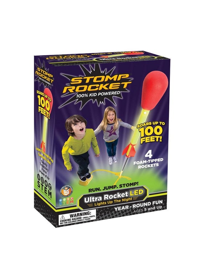Stomp Rocket Stomp Rocket Ultra LED Rocket Launcher for Kids, 4 LED Foam Tipped Rockets - Fun Backyard & Outdoor Kids Toys Gifts for Boys & Girls - Toy Foam Blaster Set - Multi-Player Adjustable Launch Stand  - Image 1
