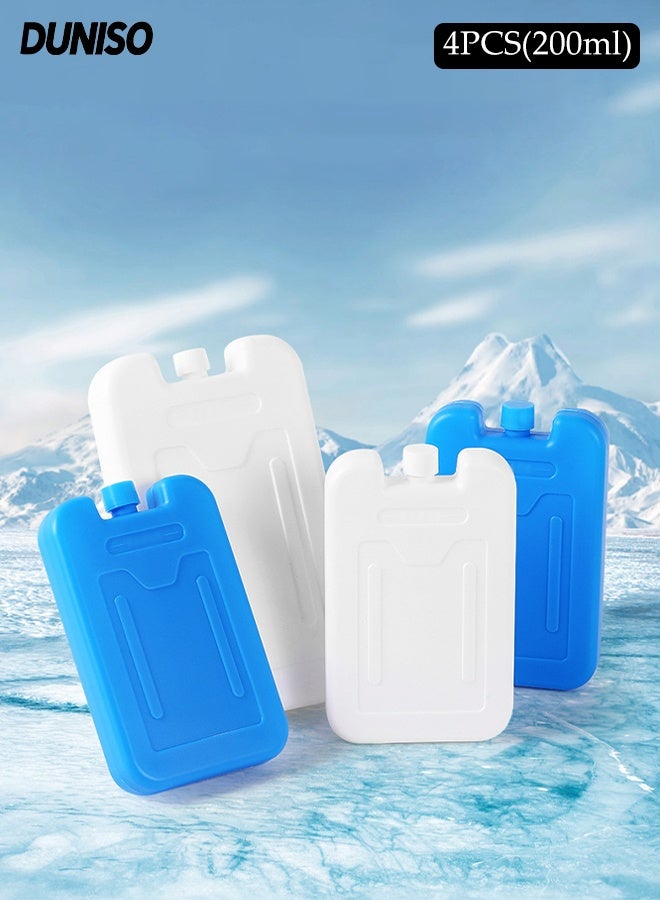 DUNISO 4 Pcs Ice Packs for Lunch Box，Reusable Ice Boxes，Cooler Bag For Keeping Food Fresh,Cooler Slim Freezer Packs,Lightweight Design for Easy Carrying(White and Blue) - Image 1