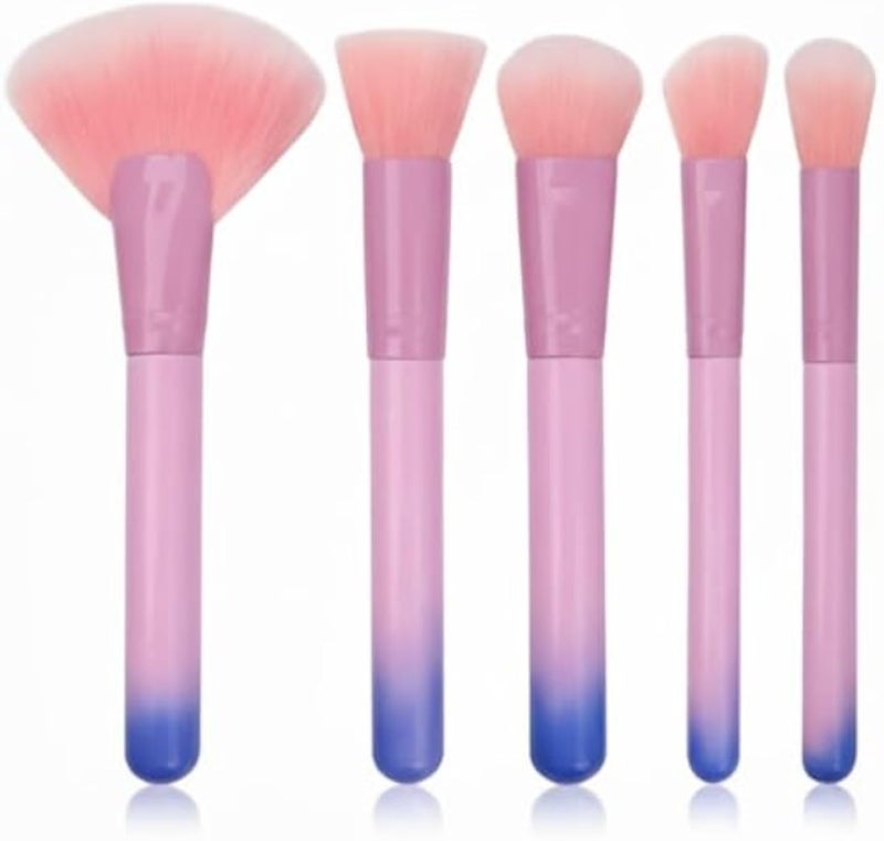 مجموعة فرش وإسفنجات مكياج من 5 قطع، فرش مكياج، كريم أساس، أحمر خدود، وبرونزر، إسفنجة دمج المكياج، شعيرات صناعية، هدية مثالية، خالية من القسوة على الحيوانات