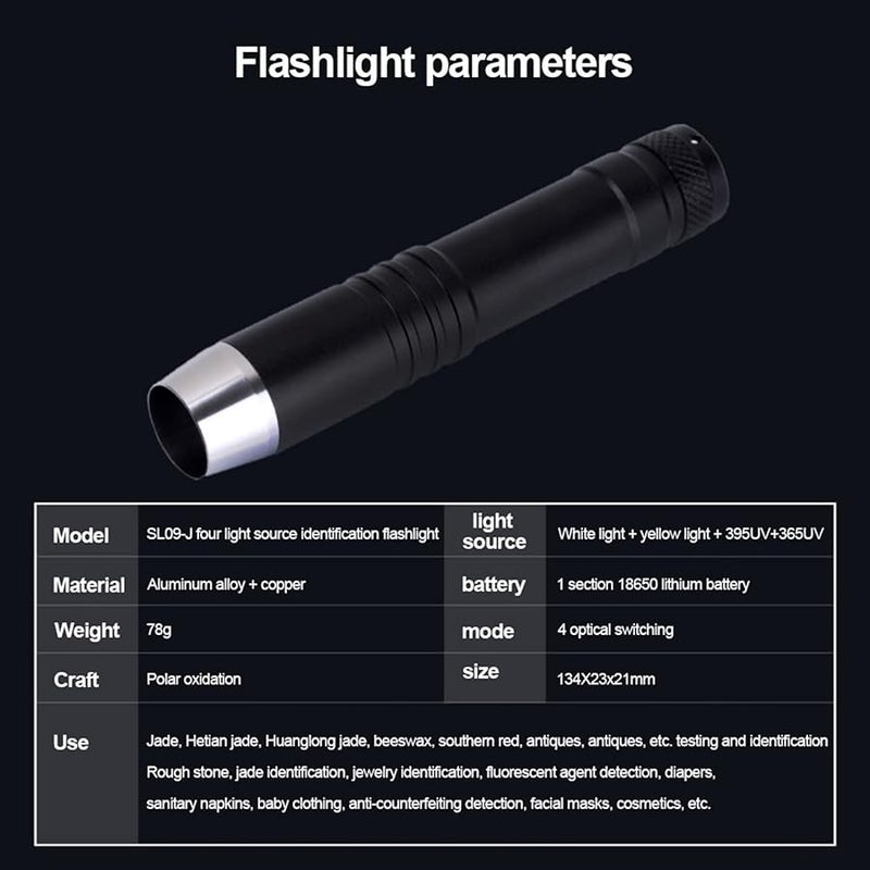 LED Flashlight 3 Light Sources Portable Identification Torch For Gemstones Jewelry Amber Money - Image 4