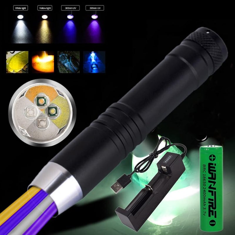 LED Flashlight 3 Light Sources Portable Identification Torch For Gemstones Jewelry Amber Money - Image 3
