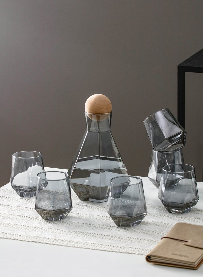 Shuer Pack Of 7 Glass Water Bottle Set Clear 1.2Liters  - Image 1