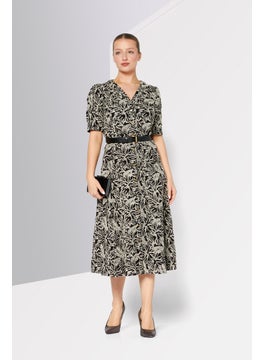 Michael Kors Women Embroidered Midi Casual Dress, Black  - Image 2