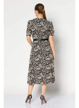 Michael Kors Women Embroidered Midi Casual Dress, Black  - Image 3