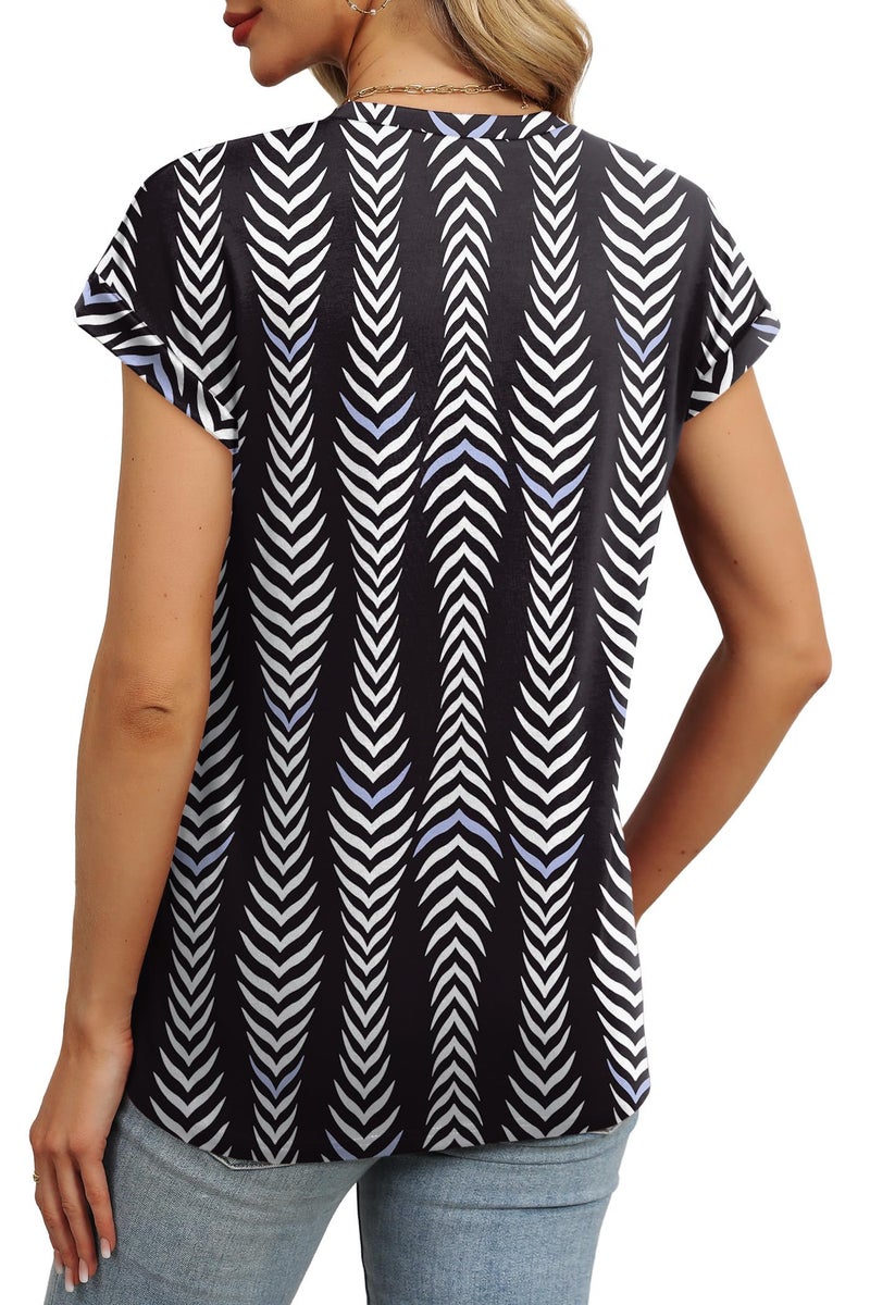 Alaroo Womens Summer Tops Short Sleeve Shirts Spring Clothes Crew Neck Cute Trendy Vacation Outfits Tunic Blouses Vertical Striped Print 58 L - Image 5