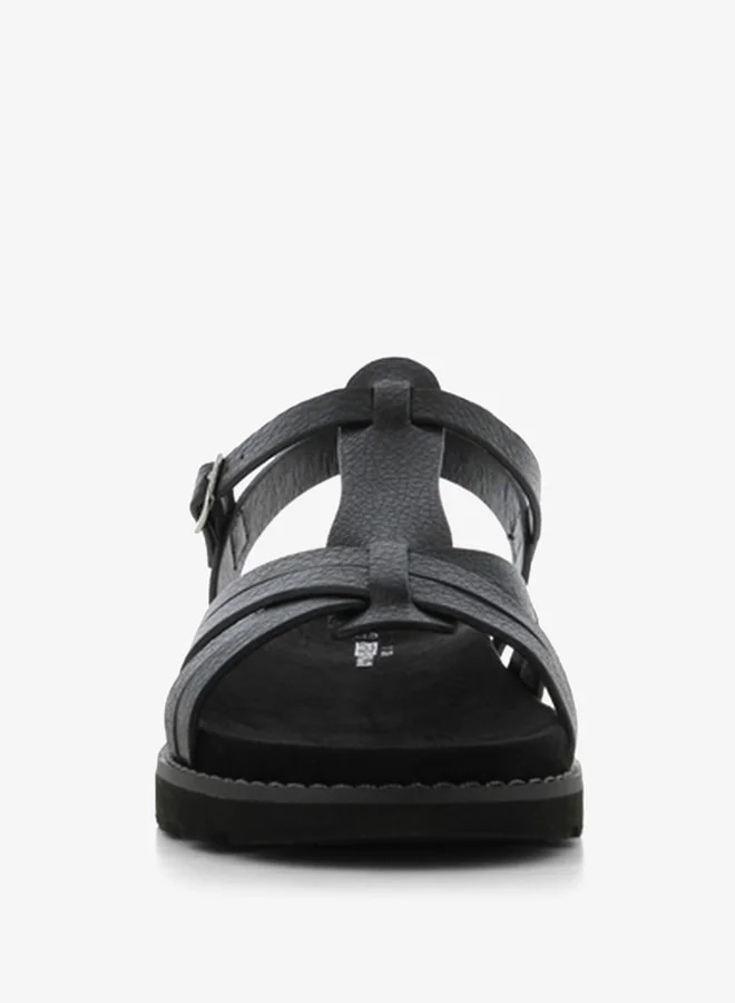 SJ Women's Textured Strap Sandals with Buckle Closure