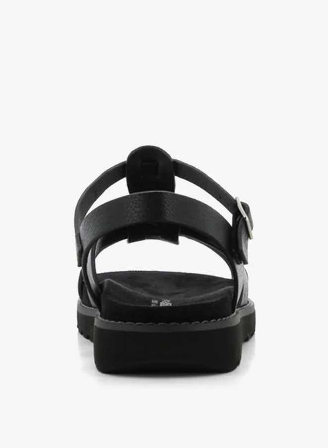 SJ Women's Textured Strap Sandals with Buckle Closure