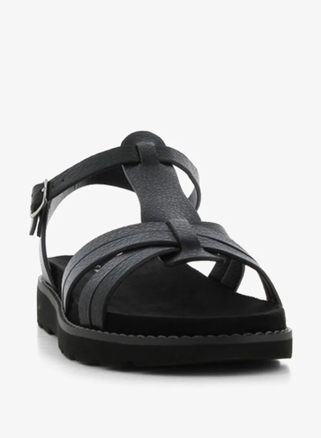 SJ Women's Textured Strap Sandals with Buckle Closure