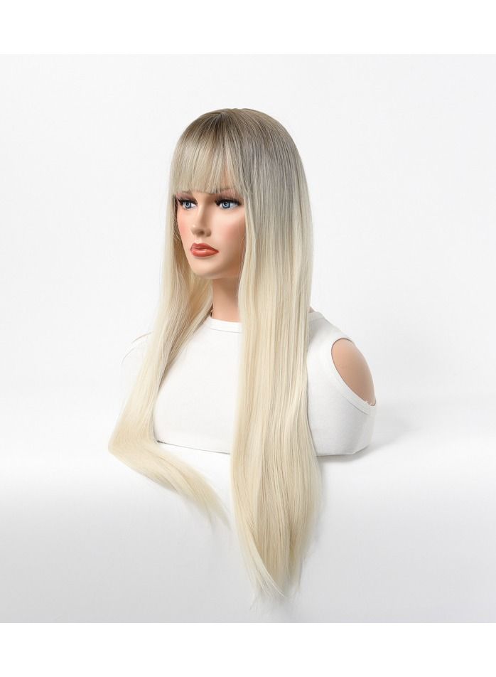 Estelle Long Straight Hair Female Milk Blonde Wigs Full Head Covers Light Blonde - Image 3