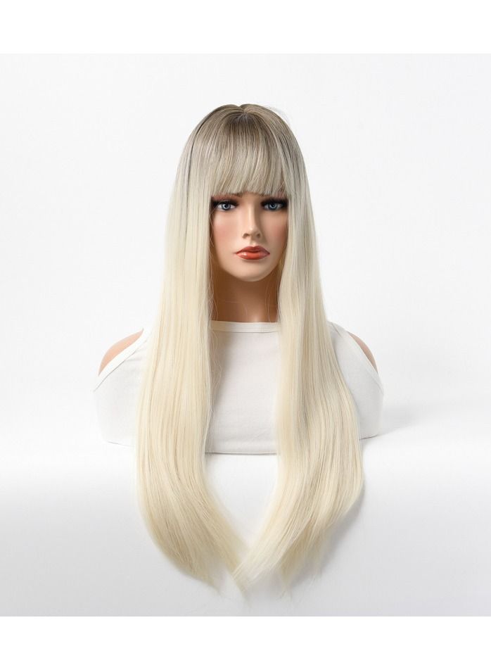 Estelle Long Straight Hair Female Milk Blonde Wigs Full Head Covers Light Blonde - Image 1