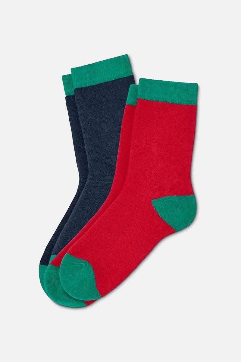 Tchibo Kids Boy 2 Pairs Of Organic Cotton Socks, Navy and Red  - Image 2