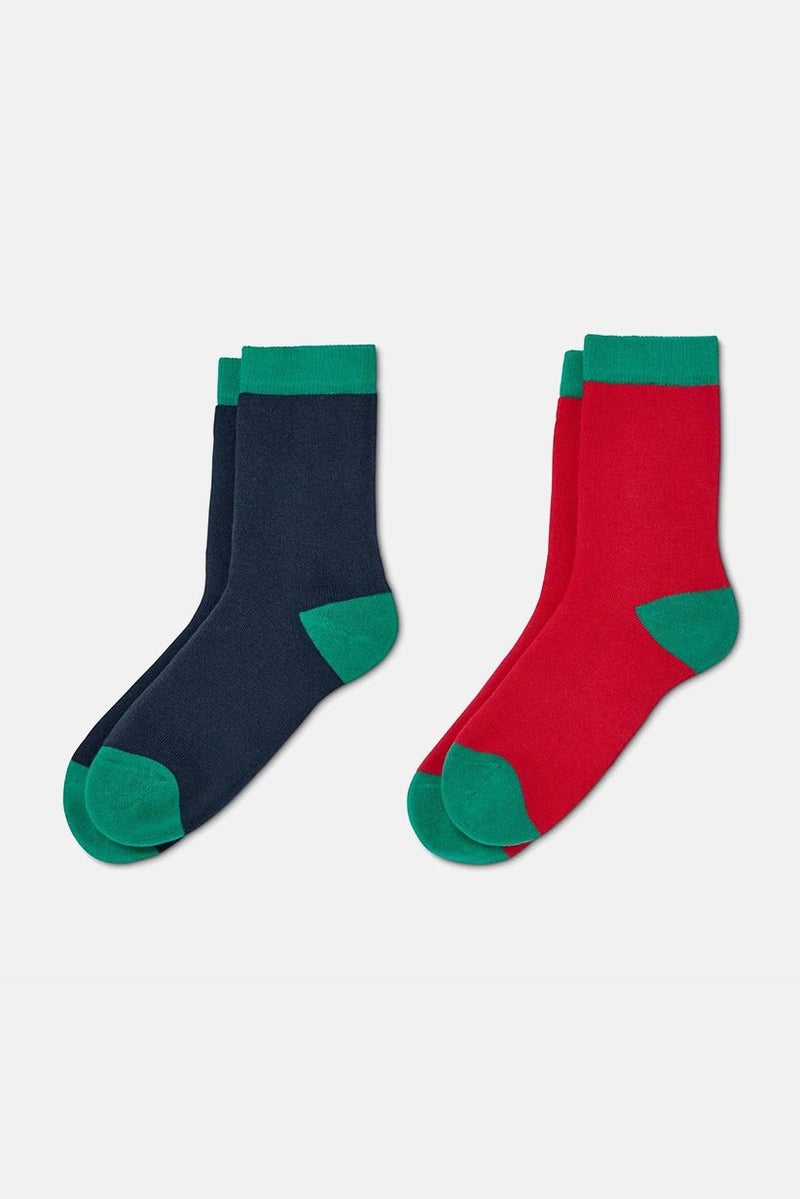 Tchibo Kids Boy 2 Pairs Of Organic Cotton Socks, Navy and Red  - Image 1