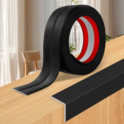 EYAYEN Wall Corner Protector Moulding Trim Peel and Stick Wall Corner Guards Trim Flexible Self Adhesive Edge Protector Moulding 08 in x 10 Ft Black - Image 1