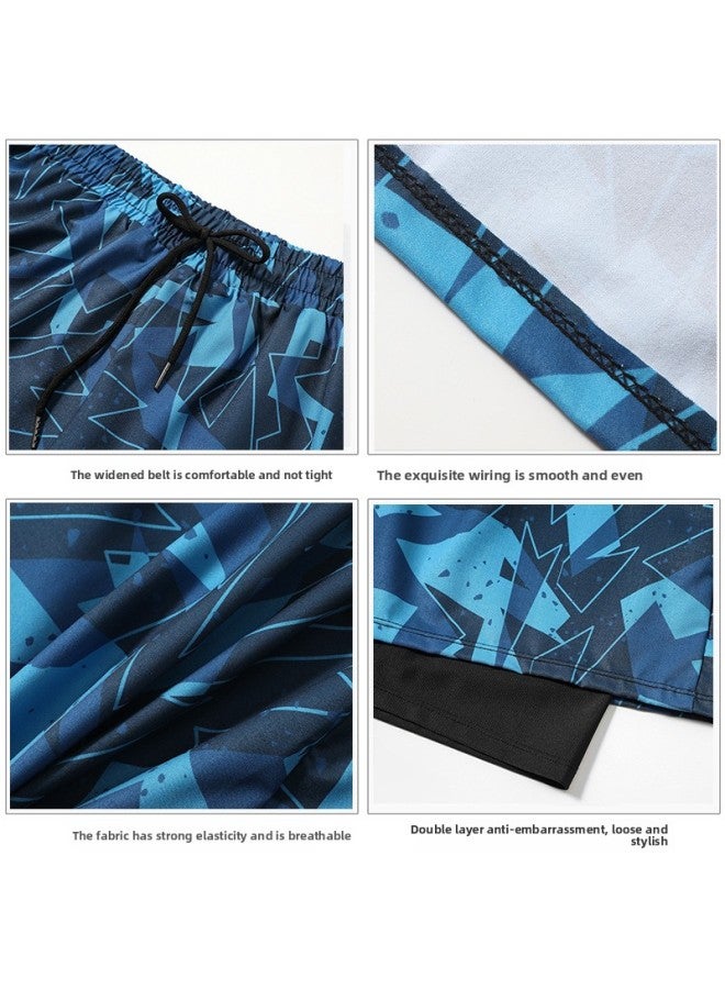 إسكدنيا شورت سباحة رجالي مضاد للإحراج 2022 سريع الجفاف مقاس كبير ملابس سباحة بوكسر احترافية للسباحة في الربيع الحار مجموعة كاملة من المعدات - اللون: أزرق مموه - - Image 5