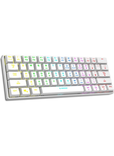 KB-RX63 B-Atom White Bluetooth RGB Backlight Red Switch Mechanical Q 63 Key Mini Gaming Keyboard