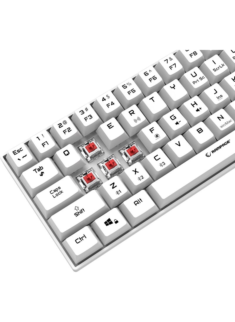 Rampage - KB-RX63 B-Atom White Bluetooth RGB Backlight Red Switch Mechanical Q 63 Key Mini Gaming Keyboard - Image 1
