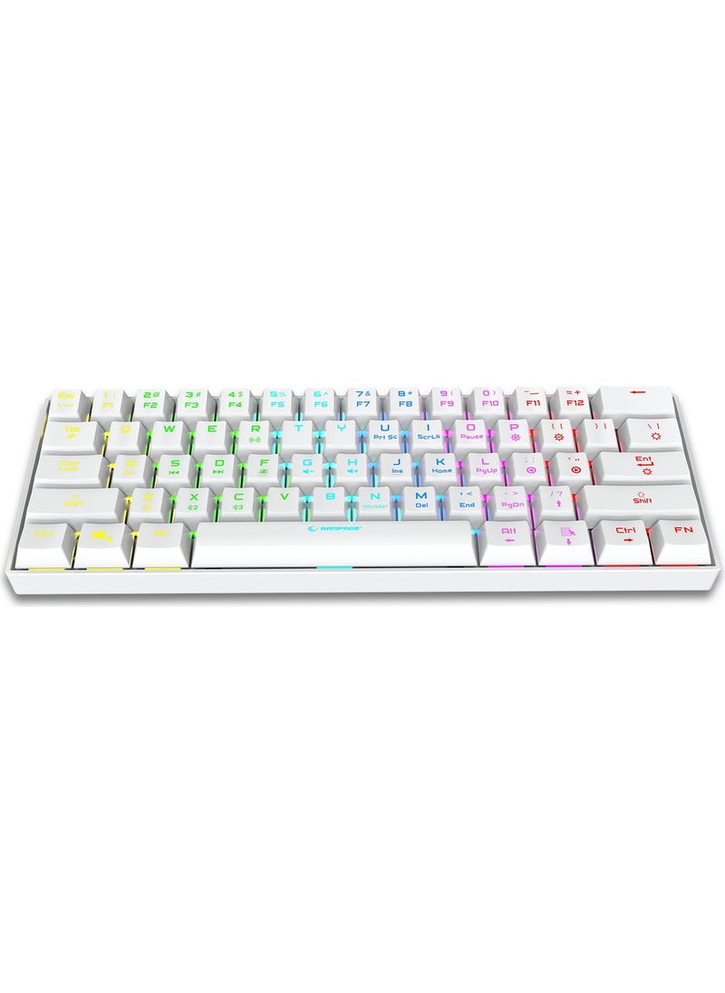 Rampage - KB-RX63 B-Atom White Bluetooth RGB Backlight Red Switch Mechanical Q 63 Key Mini Gaming Keyboard - Image 1
