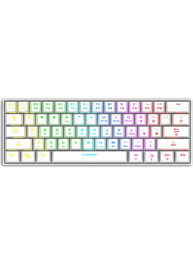 Rampage - KB-RX63 B-Atom White Bluetooth RGB Backlight Red Switch Mechanical Q 63 Key Mini Gaming Keyboard - Image 1