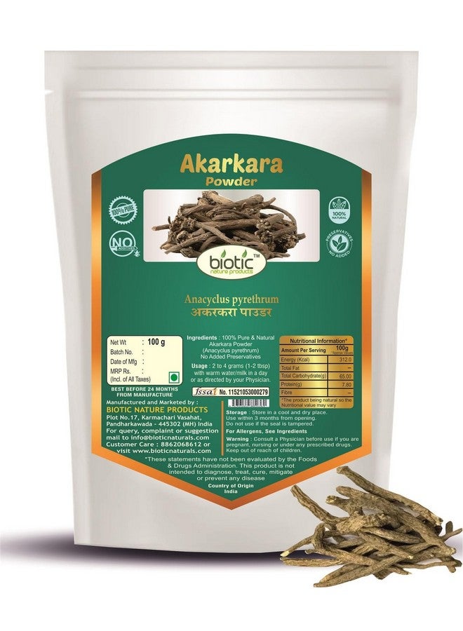 Biotic مسحوق أكاركارا الأصلي 100 جرام (أنسيكلوس بايريثروم) مسحوق جذر أكالكاررا - Image 1