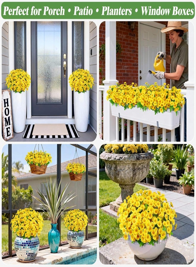 WETRBWEH Fake Flowers, 12 Bundles Yellow Daisy Flowers, Uv-Resistant Artificial Outdoor Flowers for Outdoor Planters, Garden, Balcony, Porch Decor, Realistic Fake Flowers for Summer Decoration - Image 4