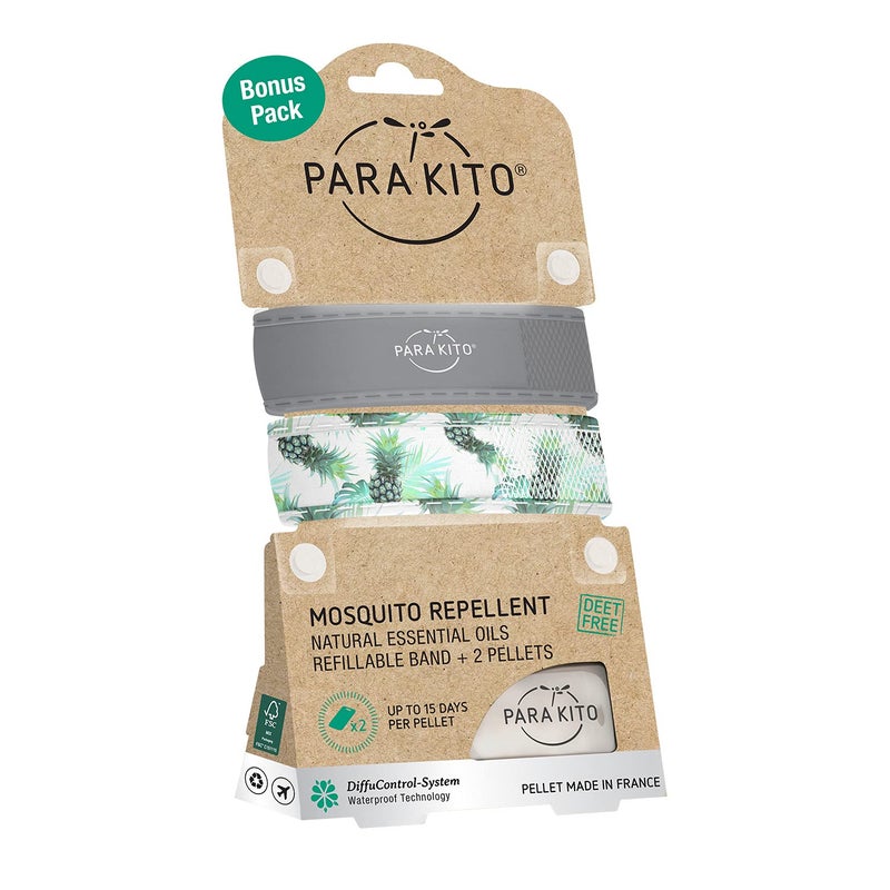 PARA'KITO Mosquito Repellent Bracelets + Refill Pellets Bundle, Mosquito Bracelets, Peppermint Oil, DEET Free Mosquito Repeller, Hiking Accessories, 2 Wristbands u0026 2 Refills (Smokey Grey+Pineapple) - Image 4