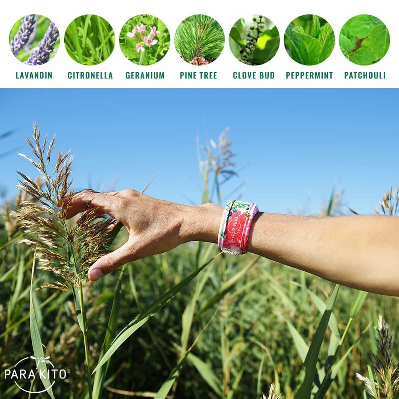 PARA'KITO Mosquito Repellent Bracelets + Refill Pellets Bundle, Mosquito Bracelets, Peppermint Oil, DEET Free Mosquito Repeller, Hiking Accessories, 2 Wristbands u0026 2 Refills (Smokey Grey+Pineapple) - Image 3