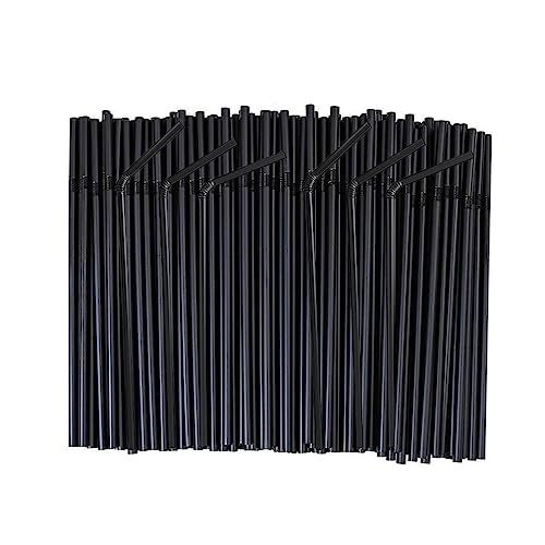 FOREVERIE Flexible Plastic Straws Bendable for Drinking, Diameter 5 MM Length 21 CM (8.27 Inches), 100 PCS, Black, Standard Long - Image 1
