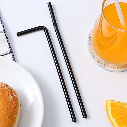 FOREVERIE Flexible Plastic Straws Bendable for Drinking, Diameter 5 MM Length 21 CM (8.27 Inches), 100 PCS, Black, Standard Long - Image 3