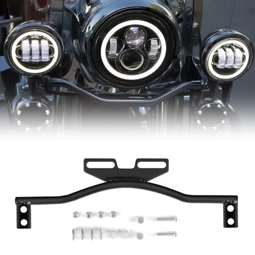 SKTYANTS Motorcycle Light Bracket Bar Driving Spot Fog Passing Turn Signal Light Bracket bar Compatible with Dyna Super Glide Road Honda Suzuki Yamaha Kawasaki(Black) - Image 1