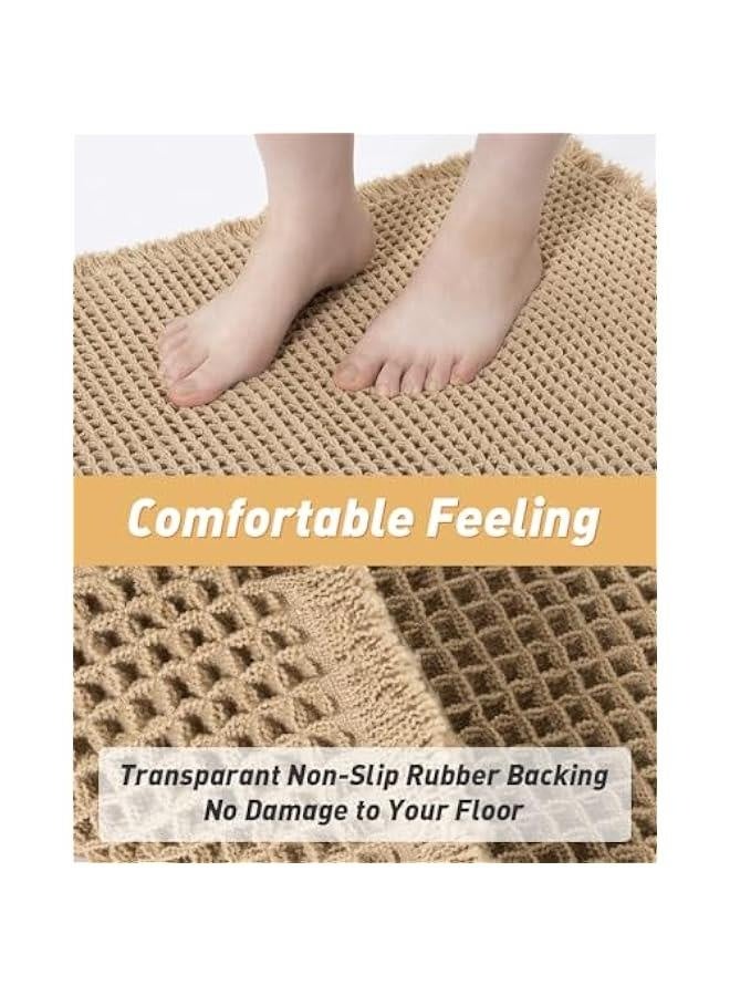 Upgraded Waffle Bath Mat, Super Absorbent Non Slip Bath Mats for Bathroom Floor, Machine Washable Bathroom Rugs with Tassels, Rubber Backed Bathroom Mats, Ultra Soft, 17 x 24, Brown  - Image 4
