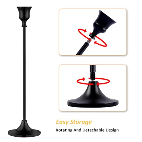 Pusenlan Metal Candle Holders for Candlesticks Taper Candlestick Holders Set Vintage Decorative Centerpiece Candelabra Tall Candle Stands for Halloween Thanksgiving Christmas (Matt Black, 2 Sets (6 pcs)) - Image 4