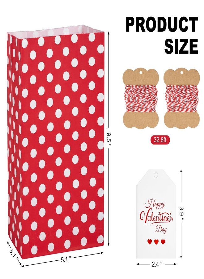 Ohuimrt 30 Pcs Valentine's Day Gift Bags with Cards and Rope, Red Paper Treat Bag for Valentine Party Favors, Classroom Goodies Exchange - Image 2