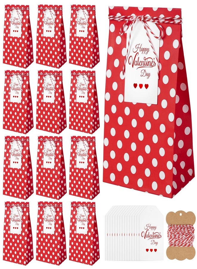Ohuimrt 30 Pcs Valentine's Day Gift Bags with Cards and Rope, Red Paper Treat Bag for Valentine Party Favors, Classroom Goodies Exchange - Image 1