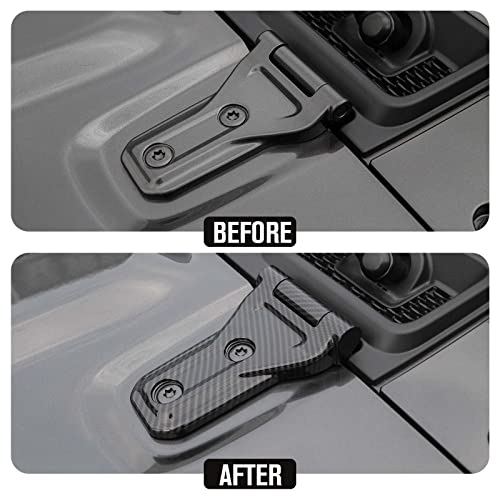JeCar Hood Hinge Trim Covers Exterior Accessories Compatible with Jeep Wrangler 20182023 JL JLU Carbon Fiber Finish - Image 3