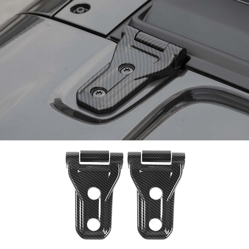 JeCar Hood Hinge Trim Covers Exterior Accessories Compatible with Jeep Wrangler 20182023 JL JLU Carbon Fiber Finish - Image 2