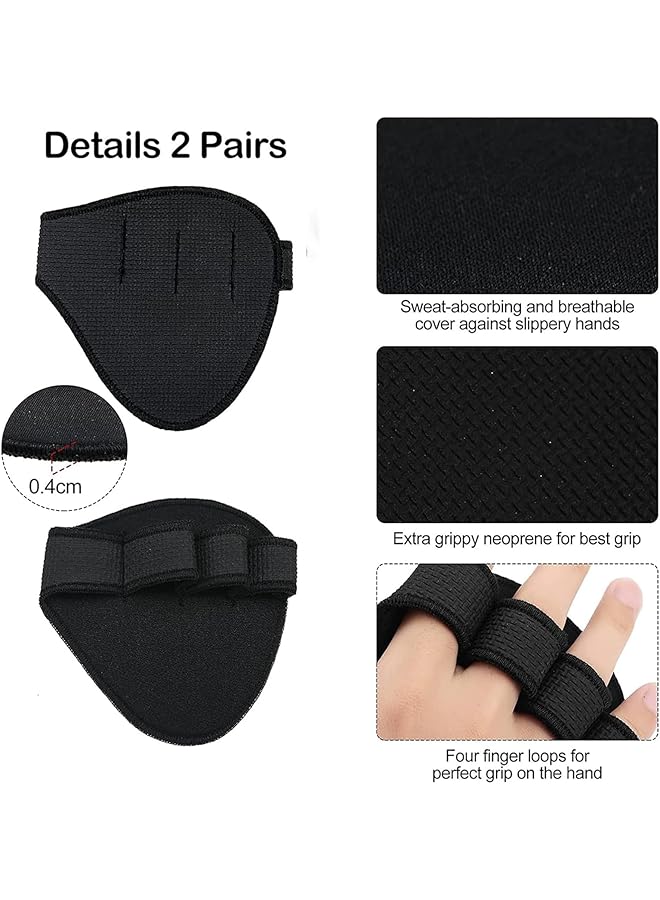 X spring Neoprene Grip Pads 2 Pairs Non Slip Gym Accessories for Weight and Calisthenics Weight Lifting Grips with Finger Loops Perfect Alternative to Workout Gloves for Men Women - Image 2