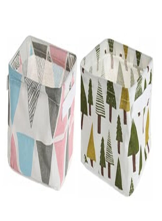 AZARIA Foldable Storage Box Canvas Fabric Baskets For Organizing With Handles, Rectangle Small, Cube, Foldable Multipurpose Box, Closet, Desk, Baby Storage Organizer (Pack of 2 (Small)) - Image 1