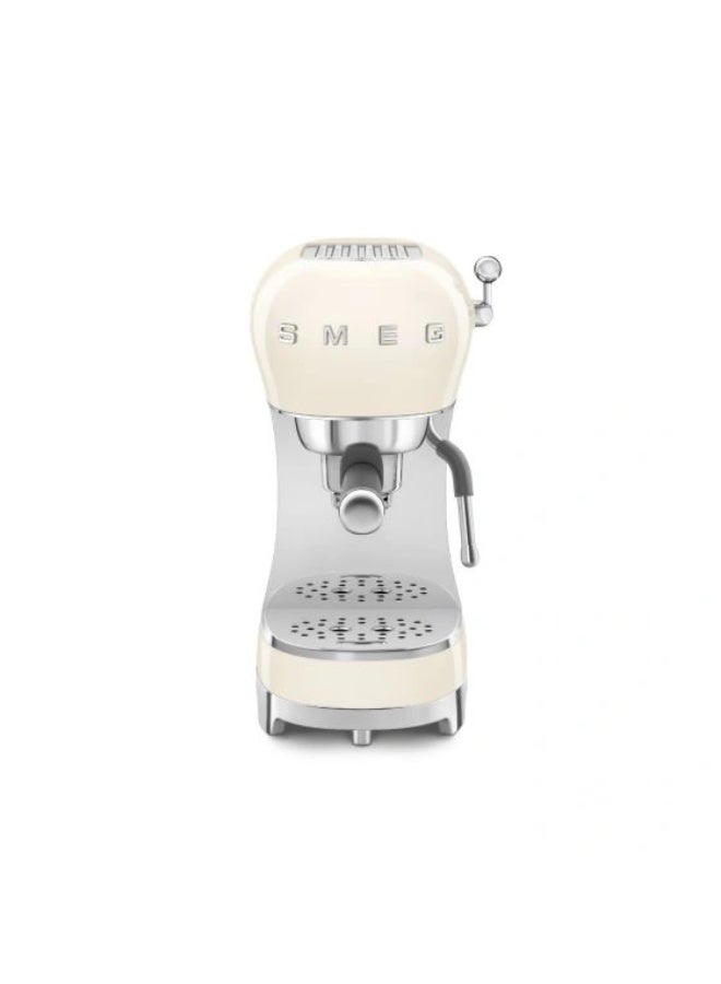 smeg 50's Retro Style Aesthetic Espresso Coffee Machine, Professional Pressure and Anti Drip System, Adjustable Cappuccino System, Flow Stop Function, 1 L Removeable Tank, Cream 1.7 L 1350 W ECF02CRUK cream - Image 1
