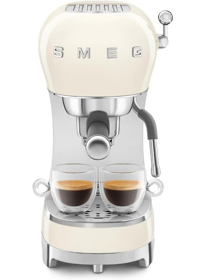 Smeg ECF02CRUK, 50's Retro Style Aesthetic Espresso Coffee Machine, Professional Pressure and Anti Drip System, Adjustable Cappuccino System, Flow Stop Function, 1 L Removeable Tank, Cream 1.7 L 1350 W ECF02CRUK cream - Image 4