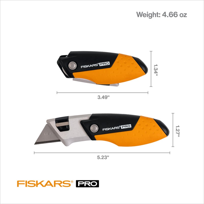 Fiskars Pro Folding Utility Knife, CarbonMax Blade with Safe Blade Lock and Pocket Clip, Compact Dual-Lock All-Metal Design, Everyday Carry - Image 3