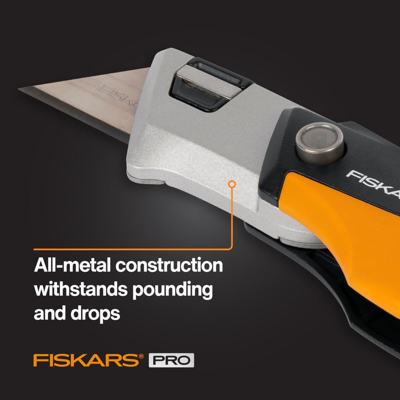 Fiskars Pro Folding Utility Knife, CarbonMax Blade with Safe Blade Lock and Pocket Clip, Compact Dual-Lock All-Metal Design, Everyday Carry - Image 5