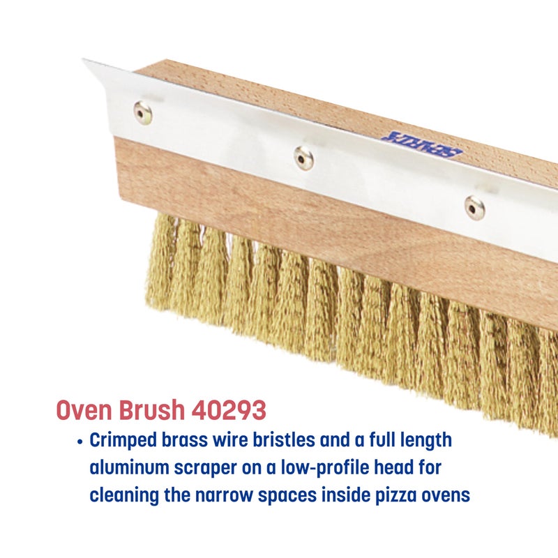 SPARTA Pizza Oven Brush Replacement Head with Crimped Brass Bristles and Stainless-Steel Scraper, Durable, Ideal for Commercial Kitchens, 10 Inches, Wood - Image 4