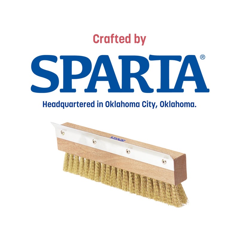 SPARTA Pizza Oven Brush Replacement Head with Crimped Brass Bristles and Stainless-Steel Scraper, Durable, Ideal for Commercial Kitchens, 10 Inches, Wood - Image 3